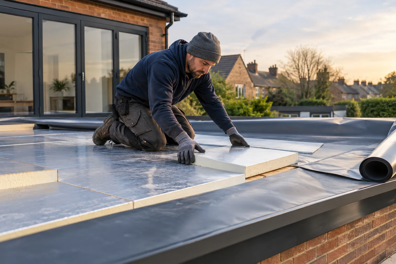 Flat roof insulation illustration